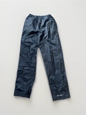 Columbia Medium 10/12 Kids Black Pull On Outdoor Rain Shell Pants Nylon Pocket